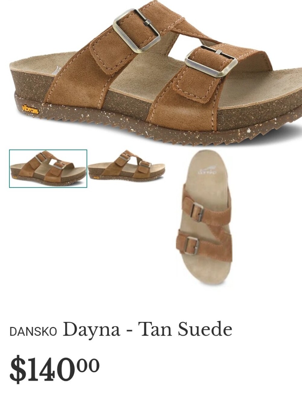 Dansko Dayna Tan Suede Double-Buckle Slide Sandal
